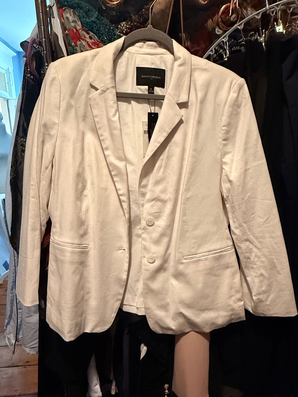 Banana Republic White Linen-Blend Notch Lapel Blazer